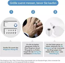 Ringconn Gen 1 išmanusis žiedas moterims/vyrams, be programėlės prenumeratos, dydis parenkamas su dydžių nustatymo rinkiniu, 7 dienų baterijos veikimo laikas, kūno rengybos ir miego stebėjimo prietaisas, suderinamas su Ios ir Android (juodas, 6 dydis)
