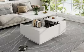 TV staliukas Modernus kavos staliukas su dvigubu mechanizmu, paslėpta erdve, keliamoji galia 50 kg