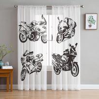 Lėktuvas Traukinys Motorinė Transporto Priemonė Animacinis mielas permatomas užuolaida svetainei moderniam miegamajam Voile tiulio užuolaida langų užuolaidos W135 x H114cm black
