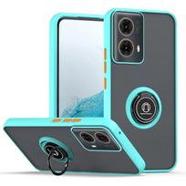 Šarvuotas matinio paviršiaus dėklas, skirtas Motorola Moto G35 G55 G54 G84 G14 G72 G85 G75 G15 G05 G34 G24 S50 E13 G13, su žiedu, atsparus smūgiams, Coque Motorola Moto G14 dangaus mėlyna spalva