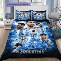 Lionelio Messi GOAT Argentina Nr.10 Žalios Žolės Spaudinys 3 Dalių Patalynės Komplektas Be Pagalvės Užvalkalo Plaunamas Mikropluoštas Futbolo Gerbėjo Miegamojo Antklodės Užvalkalų Komplektas 155x200cm