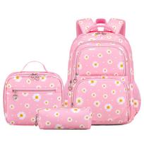 2025 Hot-Selling Daisy Water-Repellent Large Capacity Backpack Set for Elementary Students rožinė