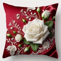 Rožės formos dekoratyvinės pagalvės užvalkalas, Namų dekoracija Spausdintas sofos pagalvės užvalkalas, Valentino dienos dovana 45*45cm-1pcs