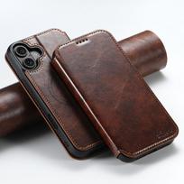 For iPhone 12 13 14 15 16 17 Pro Max Plus Phone Case Flip Card MagSafe Magnetic Wireless Charging Stand Oil Wax Leather Cover iPhone Air