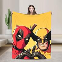 Deadpool ir Wolverine pledas Superherojų komedija Šunelis Deadpool pliušinis Nuostabus šiltas pledas lovatiesės dekoravimui 75x90cm