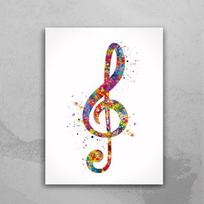Muzikos natų įranga Vandens spalvos Plakato spaudinys Muzikos menas Senovinis paveikslas Sienos menas Drobės tapyba Namų kambario dekoravimui Cuadros 21x30cm No Framed white