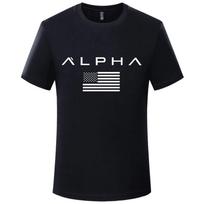 JAV ALPHA Naujo tipo minkšti apvalios iškirptės kasdieniai trumpomis rankovėmis marškinėliai vyrams Karšti gręžiniai pagrindiniai marškinėliai vyriškas švarkas 2XL black