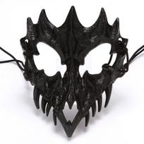 Vakarėlio kaukolės kaukė ilgais dantimis demono skeletas pusės veido kaukė vilko drakono tigro Houjuu Nue kaukė cosplay Helovino kostiumo rekvizitai black