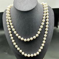 Vintage Round Anti-Valor Pearl Long Necklace Handmade Beaded Light Luxury Retro Pendant gray