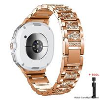 Skirta Samsung Galaxy Watch 8 40mm 44mm / 8 classic 46MM Metalinis Bling Nerūdijančio plieno apyrankė Skirta Samsung watch Ultra 2025/7 Ultra 47MM Galaxy Watch 8 40mm rožinio aukso spalvos
