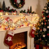 Santa Claus Furry Strips Christmas Garland Glowing Light Xmas Tree Pendant  Home Decor 3M Silver Santa