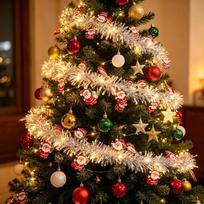 Santa Claus Furry Strips Christmas Garland Glowing Light Xmas Tree Pendant  Home Decor 5.7M Silver Santa
