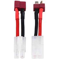 RC Adapter Cable Deans T Plug to Tamiya | Compatible with RC Vehicles and LiPo Chargers | Male to Female Connectors, Red Black, Plastic raudona