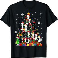 Unisex T-shirt Christmas Tree Chess Pieces Xmas Lights Santa Chess Player T-Shirt M black