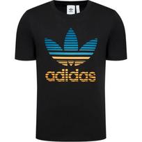 Adidas Originals Trefoil SS22 Spalvotas Logotipo Spaudinys Apvalia Kaklo Marškinėliai Vyriški Viršutiniai Drabužiai Juoda GP0166 XL blue