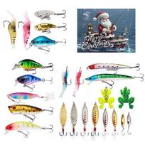 24 vnt. Kalėdų atgalinės atskaitos kalendorius Žvejybos kieti vobleriai Minnow žvejybos masalas Crankbait kieti vobleriai Dirbtiniai swimbaits A gray