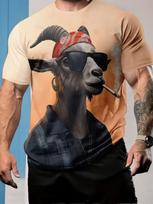 2026 Juokinga Gyvūno Ožkos 3D Spausdinimo Vyriški Marškinėliai Streetwear Nauja Mada Harajuku Laisvalaikio Per dydį O-kaklo Unisex Drabužiai Marškinėliai Viršūnės L brown