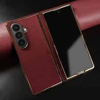 Genuine Leather Case for Samsung Galaxy Z Fold 7 6 5 4 3 Fold4 Fold3 Fold5 Fold6 Fold7 Phone Cover Cases Fundas Coque Shell Capa Genuine Leather&Galaxy Z Fold3 5G brown