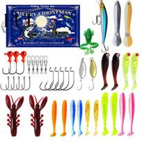 Professional Fishing Tackle Box Advent Calendar for Men, 24 Days Christmas Countdown with Lures & Enthusiast Gift Hooks Freshwater and Saltwater L gray