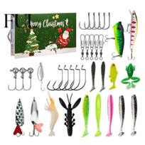 Professional Fishing Tackle Box Advent Calendar for Men, 24 Days Christmas Countdown with Lures & Enthusiast Gift Hooks Freshwater and Saltwater C