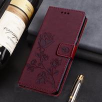 Rožių reljefinis gėlių atverčiamas odinis dėklas, skirtas Samsung Galaxy A04S A14 A24 A34 A54 A23 A33 A53 S20 S21 FE S22 S23 Ultra Plus kortelės piniginės knygos stovo dangtelis For Samsung S22 Plus ruda