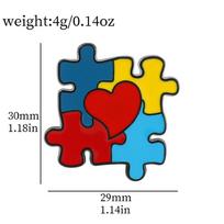 Hot Selling Autism Puzzle Brooch Love Square Color Puzzle Metal Badge Alloy Accessories blue