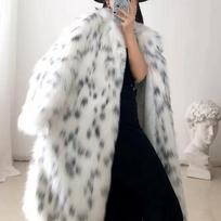 Hot-selling fur medium and long coat jacket women's European and American style leopard print women's fox fur environmentally friendly fur autumn an XXL balta