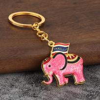 Enamel War Elephant Thailand Hot-Selling Oil-Drip Elephant Car Keychain Pendant Small Gift as the picture brown
