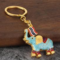 Enamel War Elephant Thailand Hot-Selling Oil-Drip Elephant Car Keychain Pendant Small Gift as the picture brown
