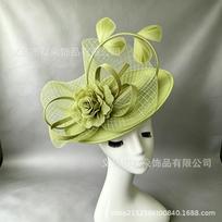 Hot-selling British Celebrity Top Hat Mesh Feather Accessories Tea Party Horse Racing Festival Styling Hat beige