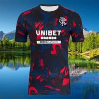 2025 Summer Hot-selling Training Football Uniform Breathable Unisex Jersey Unisex Rangers Short-sleeved 3D Printed Football Shirt 6XL blue