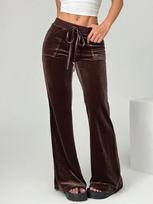 Women's Velvet Wide Leg Pants for Autumn Office Casual L kava