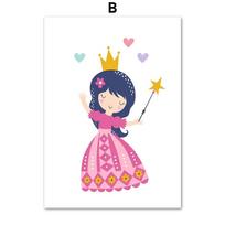 Kawaii vienaragis pilis princesė mergaitė gėlė plakatas skaičiai abėcėlė vaikų darželio sienos meno drobės tapyba paveikslas kūdikio vaikų kambario dekoras 21x30cm No Framed
