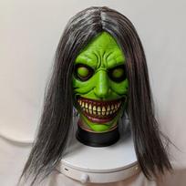 Helovino raganos kaukė su baltu veidu ir akimis, baisus demono galvos apdangalas cosplay Išvarytojo kaukė Green Exorcist black