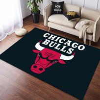 Juoda Raudona Balta Briauna Čikagos Bulls Jaučio Galvos Logotipas Neslystantis Kilimas Skalbiamas NBA Krepšinio Gerbėjui Paaugliui Svetainės Miegamojo Žaidimų Kambario Dekoras Grindų Kilimas 60x90cm( 23x35in )
