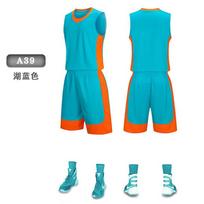 Kids Basketball Jersey Set Girls Custom Number Pink Training Match Uniforms L blue