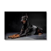 Šiuolaikinės Dobermano drobės tapybos sienų menas Juodas Šaunūs šunų gyvūnų plakatai ir spaudiniai gyvenamojo kambario namų dekoravimui Cuadros 60cm×100cm NoFrame
