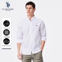 JAV. POLO ASSN.. Vyriški marškiniai ilgomis rankovėmis iš liocelio mišinio 54/185 gryna balta spalva