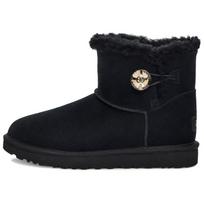 Women's Boots UGG Bailey Mini Button Gold Bling Thermal Fashion Short Snow Boots Women's Black 37 black