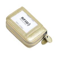 RFID blokuojantis mados moterų kortelių laikiklis Natūralios odos dvigubas užtrauktukas, didelės talpos moteriška piniginė beige