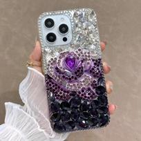 Blizganti Cirkonio Rožės Gėlės Telefono dėklas Samsung Galaxy S26 S25 S24 S23 S22 S21 S20 Ultra Plus FE Edge S10 S9 Blizgantis Krištalinis Deimantinis Dangtelis Samsung Galaxy S20 FE violetinė
