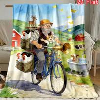 Pettson & Findus Animacinis Flanelinis Antklodas Lovai/Sofai Minkštas Šiltas Vilnos Pledas Vaikams Vaikų Dovana Namų Dekoras Jaukus Lovatiesė 80cm x 120cm black