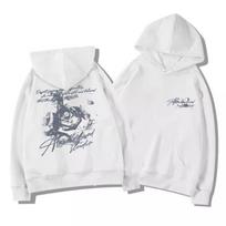 Rožės Gėlės Vyrai Moterys Hoodies Megztiniai Lauko Gatvės Laisvalaikio Laisvi Sportiniai Patogūs Sportiški Universalūs Kasdieniniai Žieminiai Rudens Džemperiai 5XL white