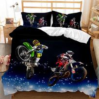 Motociklo antklodės užvalkalų rinkinys Motokroso lenktynės Lovatiesės Purvo dviratis Ekstremalus sportas Vyrams Paaugliams Berniukams Vaikams Poliesteris Antklodės užvalkalas 70x133cm 2pcs