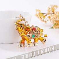 Thailand Hot-Selling 3D Elephant Keychain Pendant - Creative Oil Drop Design beige