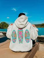 Spring Autumn Vintage Retro Fashion Casual Floral Letter Print Loose Fit Raglan Sleeve Women's Hoodie XL pilka spalva
