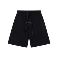 FOG ESSENTIALS Double Letter 3D Print T-Shirt Shorts Set Loose Fit Casual Streetwear Teens M black
