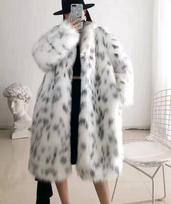 Hot-selling large-size women's fur coat fox fur leopard print coat warm extended mink cat pattern XXL balta