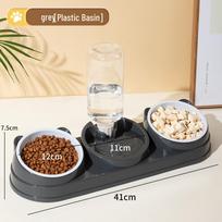 Double Bowl Pet Feeder: Slanted Cat & Dog Food and Automatic Water Dispenser white