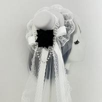 Nėrinių Gotikinis Nėrinių Šydas Rožių Dekoracija Grandinėlės Detalė Mini Viršus Šifono Rožių Skrybėlaitė Elegantiškas Stilius Viktorietiškas Retro Mažas Cilindras gray